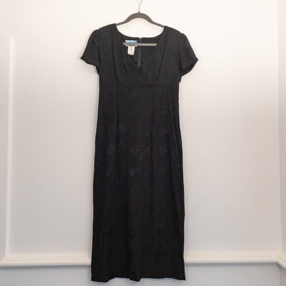 Excellent of Hawaii Black Maxi Dress Rayon Short Sleeve Made in Hawaii M - Picture 1 of 3